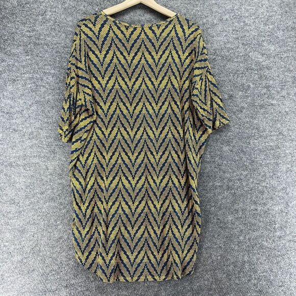 LulaRoe Top Women XS Yellow Striped Short Sleeve Round Neck Pullover Rayon - Picture 2 of 7